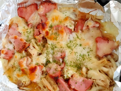 グリルパンで!キノコとベーコンのチーズ焼き
